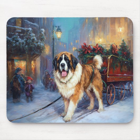 Sint Bernard Kerstmis Feestelijk Seizoen Muismat (Voorkant)