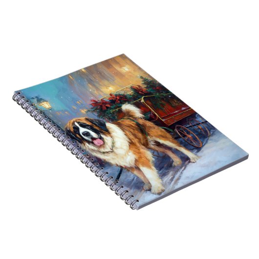 Sint Bernard Kerstmis Feestelijk Seizoen Notitieboek (Rechterzijde)