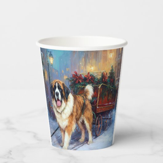 Sint Bernard Kerstmis Feestelijk Seizoen Papieren Bekers (Achterkant)