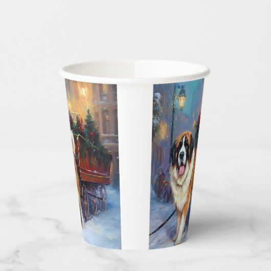 Sint Bernard Kerstmis Feestelijk Seizoen Papieren Bekers (Links)
