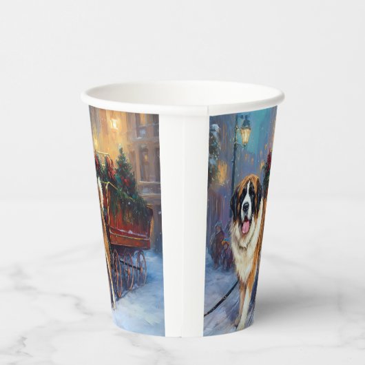 Sint Bernard Kerstmis Feestelijk Seizoen Papieren Bekers (Rechts)