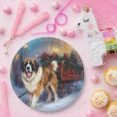 Sint Bernard Kerstmis Feestelijk Seizoen Papieren Bordje (Feest)