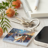 Sint Bernard Kerstmis Feestelijk Seizoen Sleutelhanger (Voorkant Rechts)