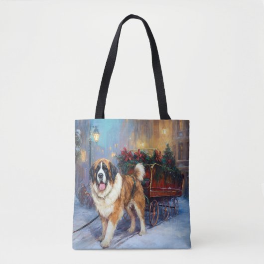 Sint Bernard Kerstmis Feestelijk Seizoen Tote Bag (Voorkant)