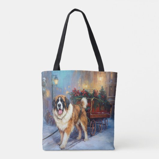 Sint Bernard Kerstmis Feestelijk Seizoen Tote Bag (Achterkant)