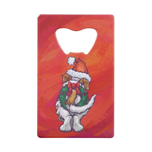 Sint-Bernard Kerstmis op rood Creditkaart Flessenopener (Achterkant)