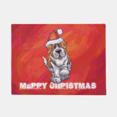 Sint-Bernard Kerstmis op rood Deurmat (Voorkant)