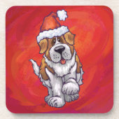 Sint-Bernard Kerstmis op rood Drankjes Onderzetter (Voorkant)