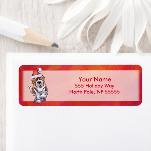 Sint-Bernard Kerstmis op rood Etiket (Insitu)