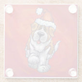 Sint-Bernard Kerstmis op rood Glazen Onderzetter (Achterkant)