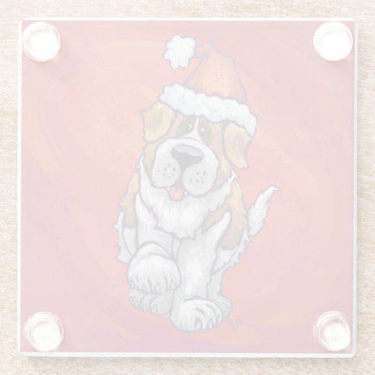 Sint-Bernard Kerstmis op rood Glazen Onderzetter (Achterkant)