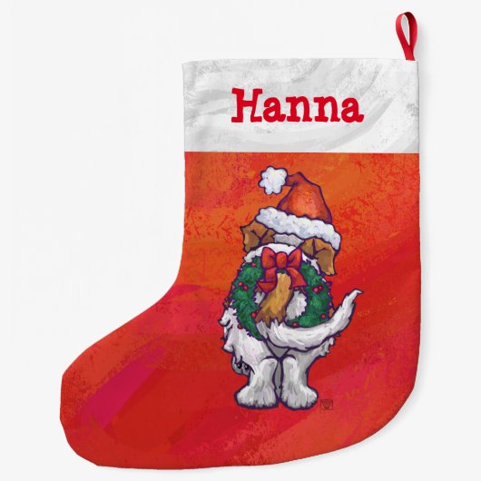 Sint-Bernard Kerstmis op rood Grote Kerstsok (Achterkant)