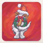 Sint-Bernard Kerstmis op rood Kartonnen Onderzetters (Voorkant)