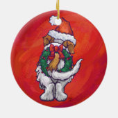 Sint-Bernard Kerstmis op rood Keramisch Ornament (Achterkant)