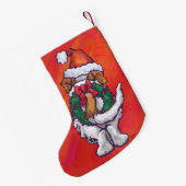 Sint-Bernard Kerstmis op rood Kleine Kerstsok (Achterkant (Hangend))