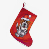 Sint-Bernard Kerstmis op rood Kleine Kerstsok (Voorkant (Hangend))