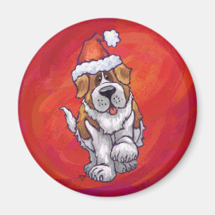 Sint-Bernard Kerstmis op rood Magneet