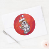 Sint-Bernard Kerstmis op rood Ronde Sticker (Envelop)