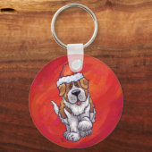Sint-Bernard Kerstmis op rood Sleutelhanger (Voorkant)