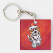 Sint-Bernard Kerstmis op rood Sleutelhanger (Voorkant)