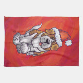 Sint-Bernard Kerstmis op rood Theedoek (Horizontaal)