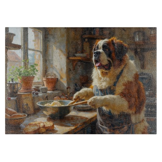 Sint-Bernard Kookt in Keuken Snijplank (Voorkant)