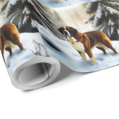 Sint Bernard Laat het Sneeuwen Kerstmis Cadeaupapier (Rol Hoek)