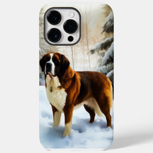 Sint Bernard Laat het Sneeuwen Kerstmis Case-Mate iPhone Case (Achterkant)