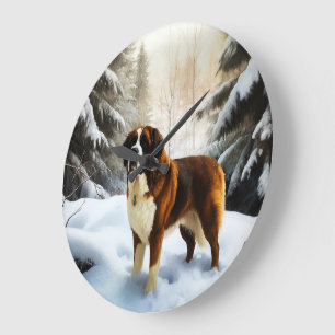 Sint Bernard Laat het Sneeuwen Kerstmis Grote Klok