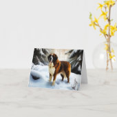 Sint Bernard Laat het Sneeuwen Kerstmis Kaart (Gele Bloem)