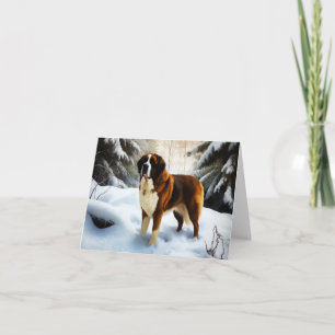 Sint Bernard Laat het Sneeuwen Kerstmis Kaart