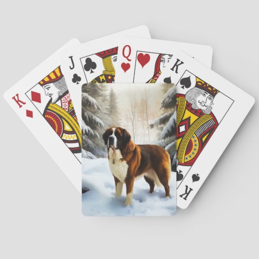 Sint Bernard Laat het Sneeuwen Kerstmis Pokerkaarten (Achterkant)