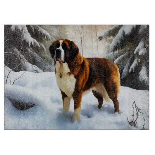 Sint Bernard Laat het Sneeuwen Kerstmis Snijplank (Voorkant)