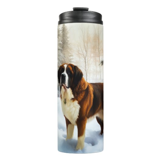 Sint Bernard Laat het Sneeuwen Kerstmis Thermosbeker (Voorkant)