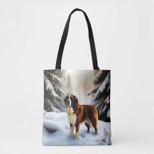 Sint Bernard Laat het Sneeuwen Kerstmis Tote Bag (Voorkant)