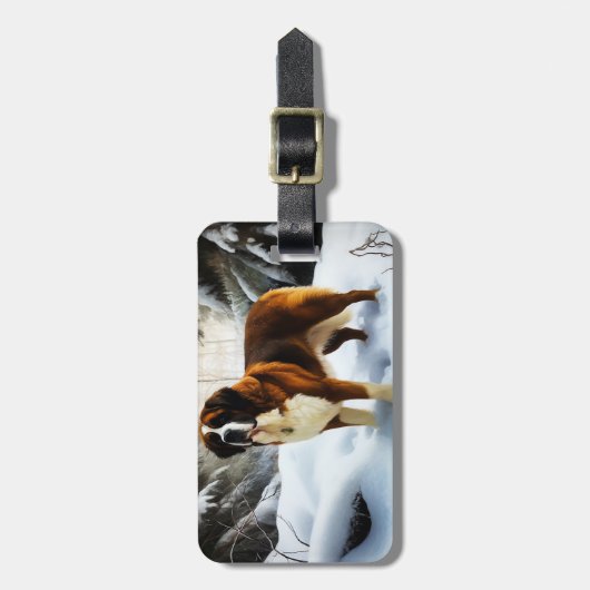 Sint Bernard liet het sneeuwen Kerstmis Bagagelabel (Voorkant verticaal)