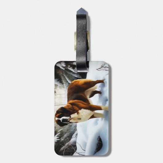 Sint Bernard liet het sneeuwen Kerstmis Bagagelabel (Achterkant verticaal)