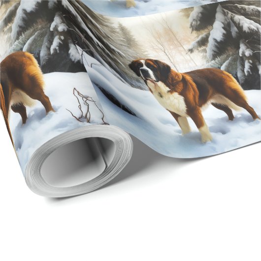 Sint Bernard liet het sneeuwen Kerstmis Cadeaupapier (Rol Hoek)
