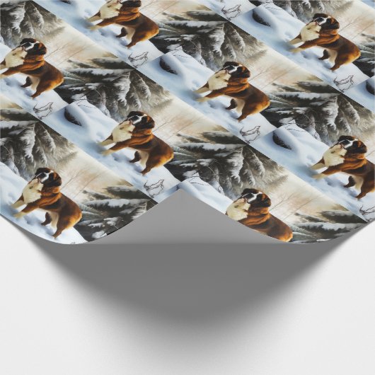 Sint Bernard liet het sneeuwen Kerstmis Cadeaupapier (Hoek)