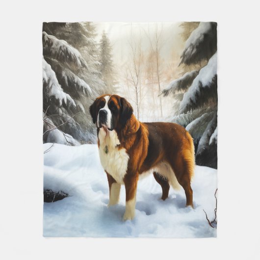 Sint Bernard liet het sneeuwen Kerstmis Fleece Deken (Voorkant)