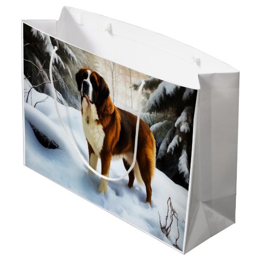 Sint Bernard liet het sneeuwen Kerstmis Groot Cadeauzakje (Achterkant Gekanteld)
