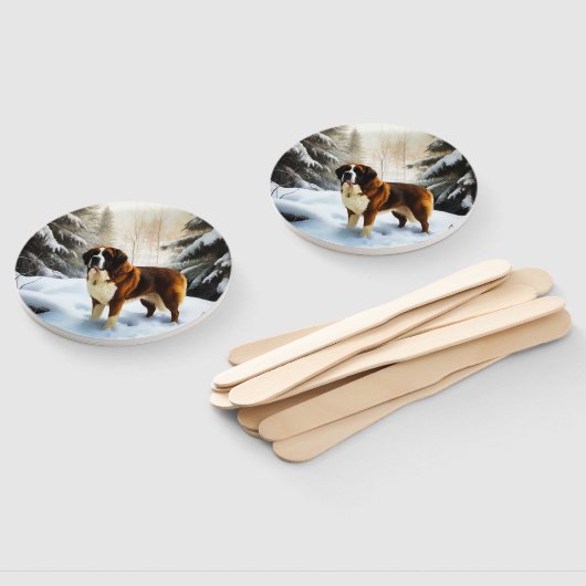 Sint Bernard liet het sneeuwen Kerstmis Handwaaier (Niet-gemonteerd)