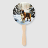 Sint Bernard liet het sneeuwen Kerstmis Handwaaier (Voorkant)