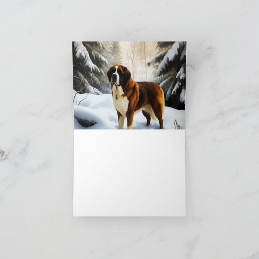 Sint Bernard liet het sneeuwen Kerstmis Kaart (Binnen)