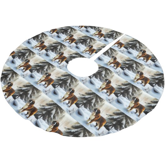 Sint Bernard liet het sneeuwen Kerstmis Kerstboom Rok (Gekanteld)