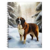 Sint Bernard liet het sneeuwen Kerstmis Notitieboek (Voorkant)