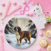 Sint Bernard liet het sneeuwen Kerstmis Papieren Bordje (Feest)