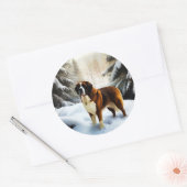 Sint Bernard liet het sneeuwen Kerstmis Ronde Sticker (Envelop)