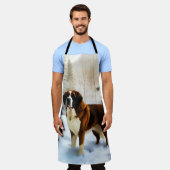 Sint Bernard liet het sneeuwen Kerstmis Schort (Gedragen)