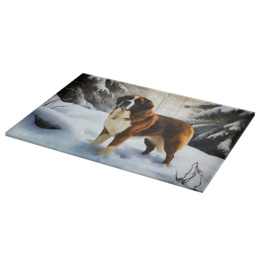 Sint Bernard liet het sneeuwen Kerstmis Snijplank (Hoek)